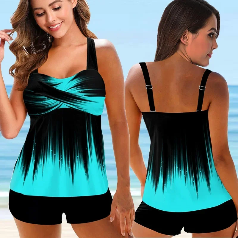 Mulheres beachwear nadar arco-íris fogo verão tankini monokini maiô duas peças conjunto de biquíni maiôs das mulheres S-6XL