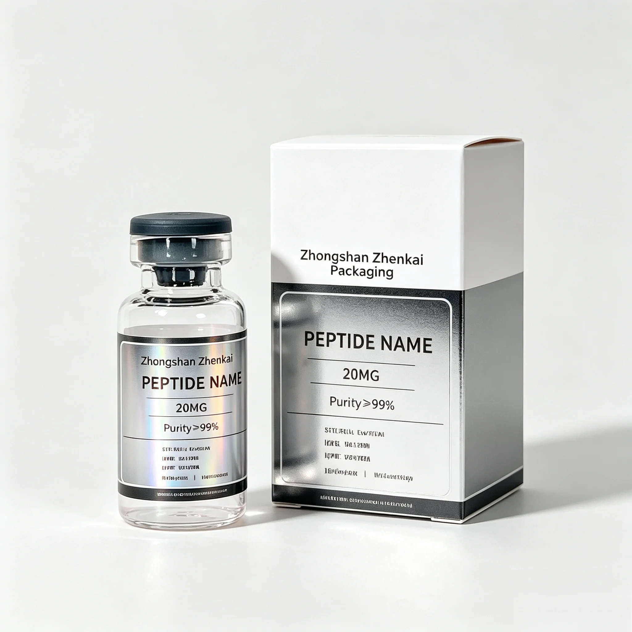 Custom Full Packaging Set Peptide Vial Boxes Waterproof High Resolution Vinyl Labels For 3ml 10ml Beauty Fitness Injection Vials