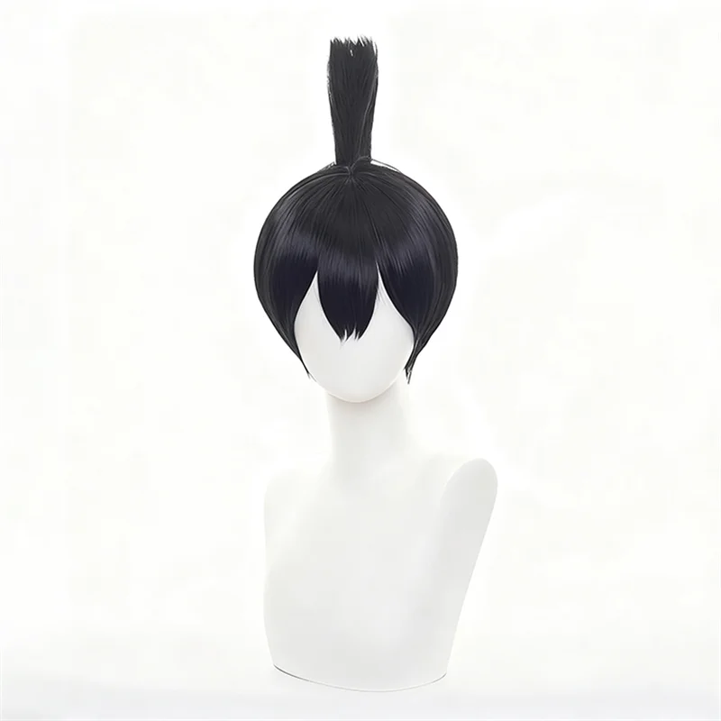 Peluca de motosierra de Anime para hombre Hayakawa Aki, peluca de Cosplay para adultos, pelo corto negro y azul, pelucas sintéticas resistentes al calor, accesorio de Carnaval para Halloween