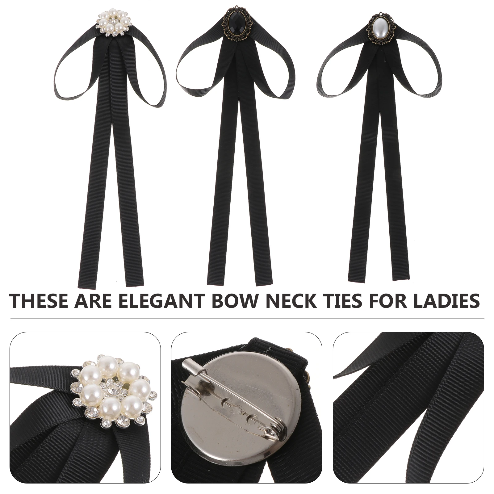 

3 Pcs Women Bow Tie Charming Accessories Japanese Girl Bow Tie Women Elegant Ribbon Sturdy Durable Collarless Matching