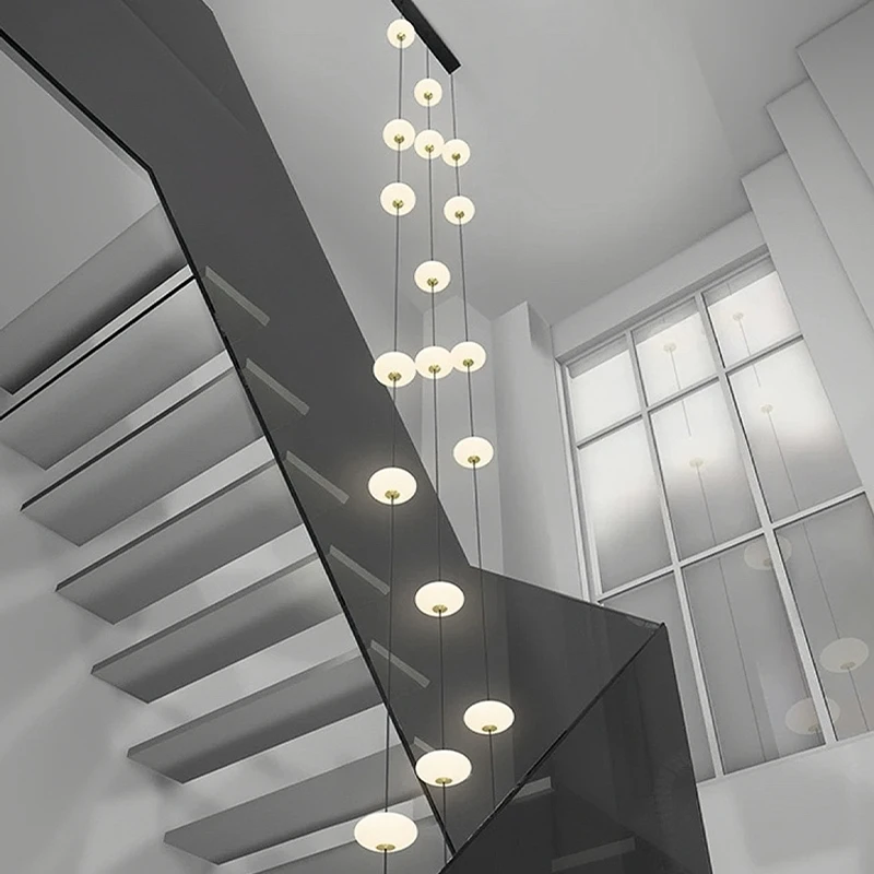 ミニマリストショーケースランプ装飾高天井ハウスモダンシャンデリア階段吹き抜けペンダントライトシリーズ接続 LED 照明