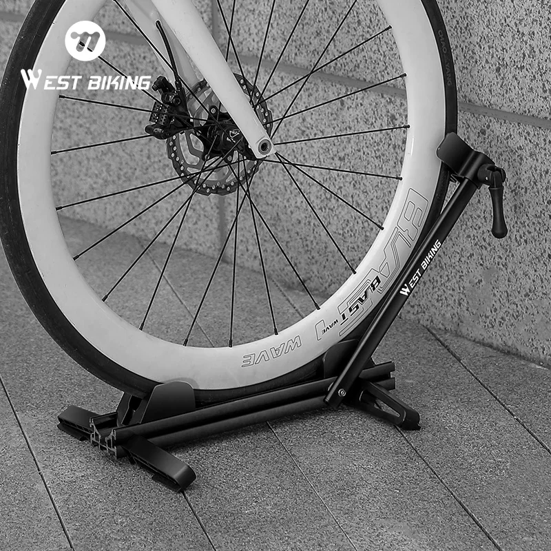 WEST BIKING Portable Road Bike Parking Racks Foldable 24-29 Inch MTB Wheel Stand Rotating Adjustable Bike Parking Floor Stand