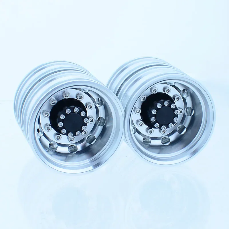 2pcs Aluminum Alloy Rear Wheel Hub Rim for 1/14 Tamiya RC Dump Truck SCANIA 770S R620 VOLVO BENZ Arocs MAN LESU Car Accessories