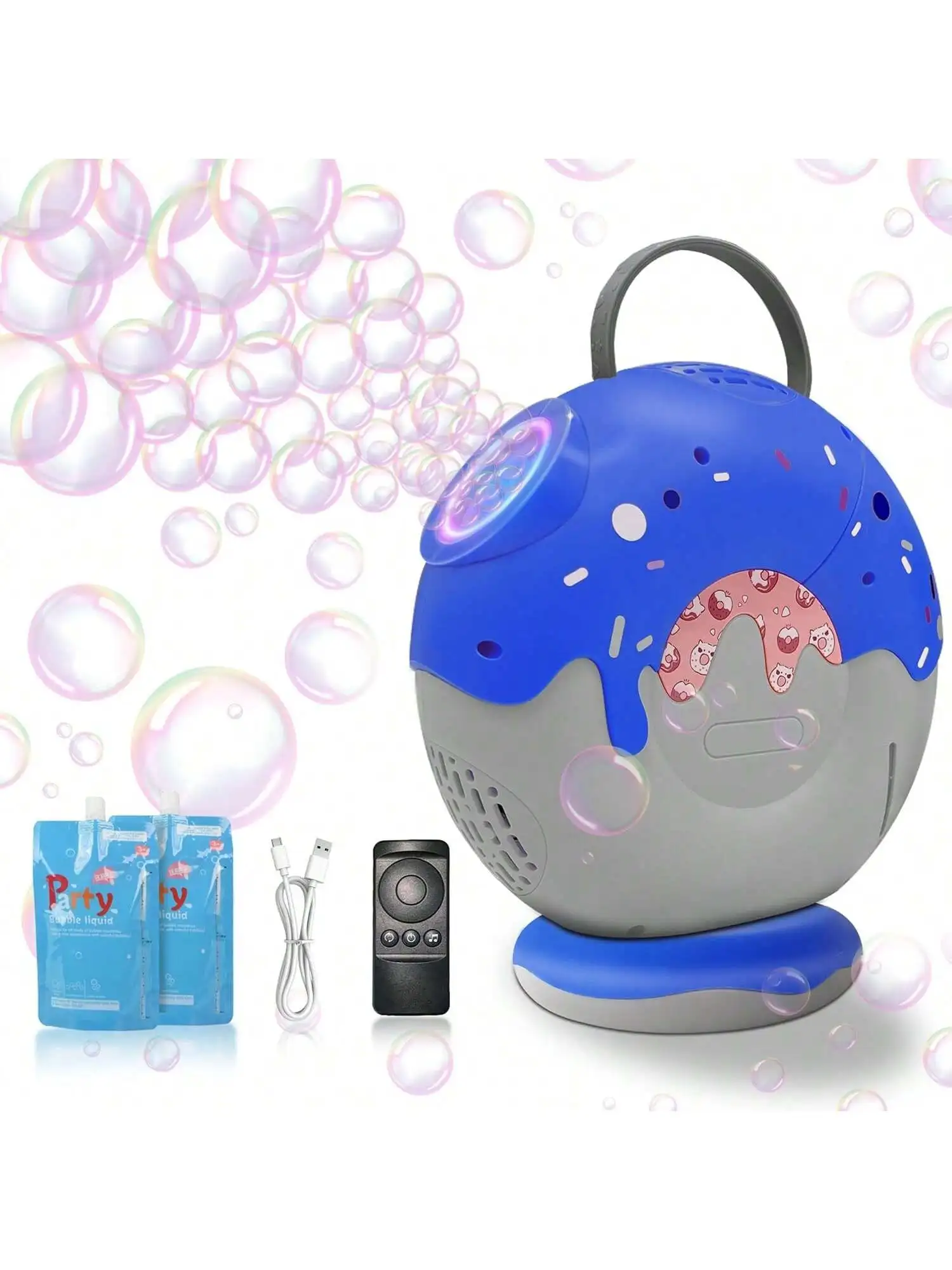 Seifenblasenmaschine für Kinder, automatischer Seifenblasenmacher mit großer Kapazität, 500 ml, mit Musik, wiederaufladbarer Akku, Seifenblasengebläse, Rot