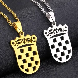 2024 New fashion Croatian badge pendant necklace for men and women couples stainless steel collarbone chain trend jewelry
