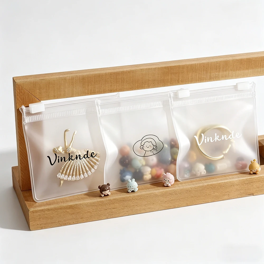 Bolsas de Plástico Transparente con Cierre de PVC, Personalizables con Logotipo, 50/100 Unidades, para Cosméticos, Joyería, Anillos, Collares, Pendientes, Bolsas de Regalo, Bolsas Protectoras contra el Polvo