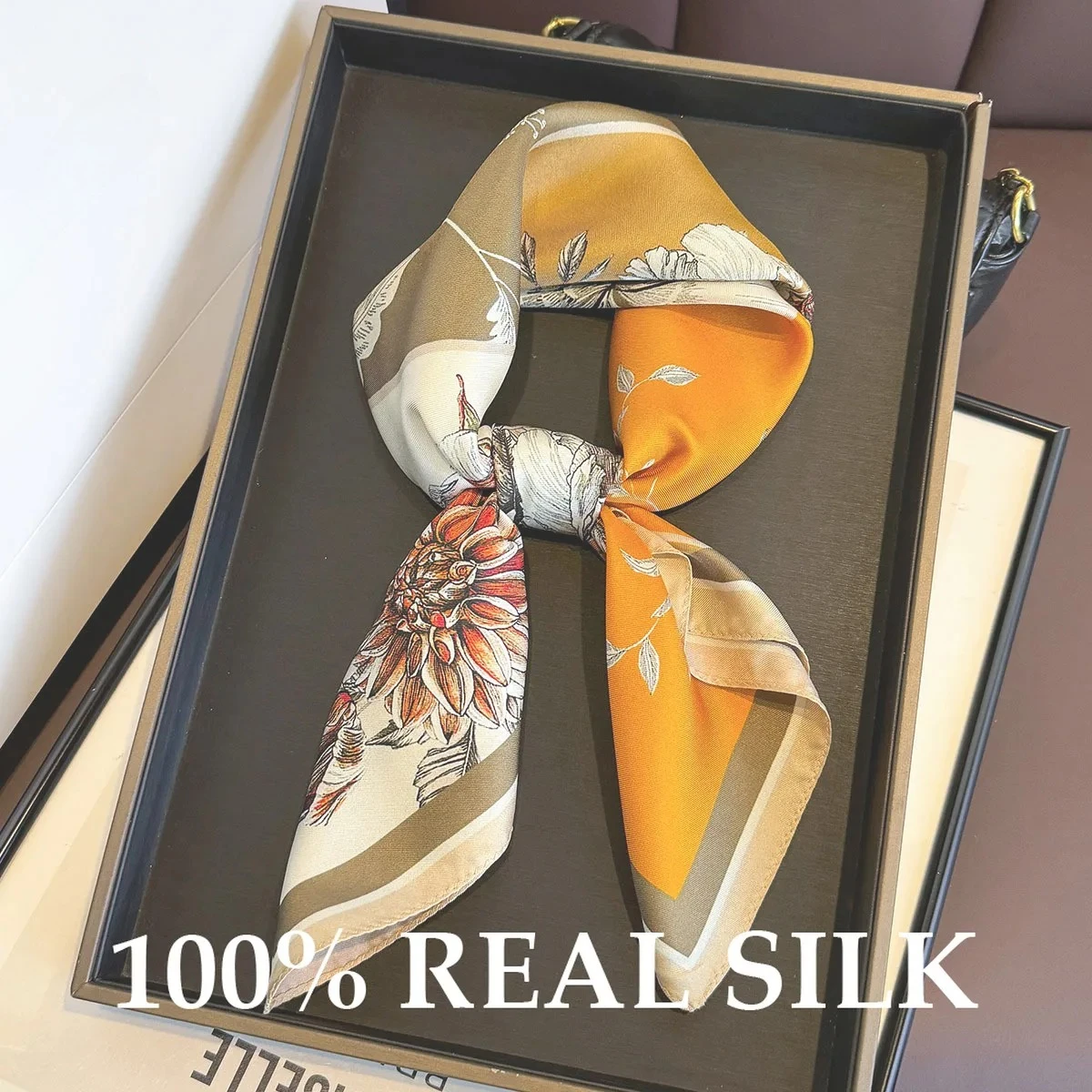 

100% Real Silk Square Scarf Summer Sun Protection Scarves Hair Shawl Wrap Foulard Bandana Multi-functional Decoration Tie Bag