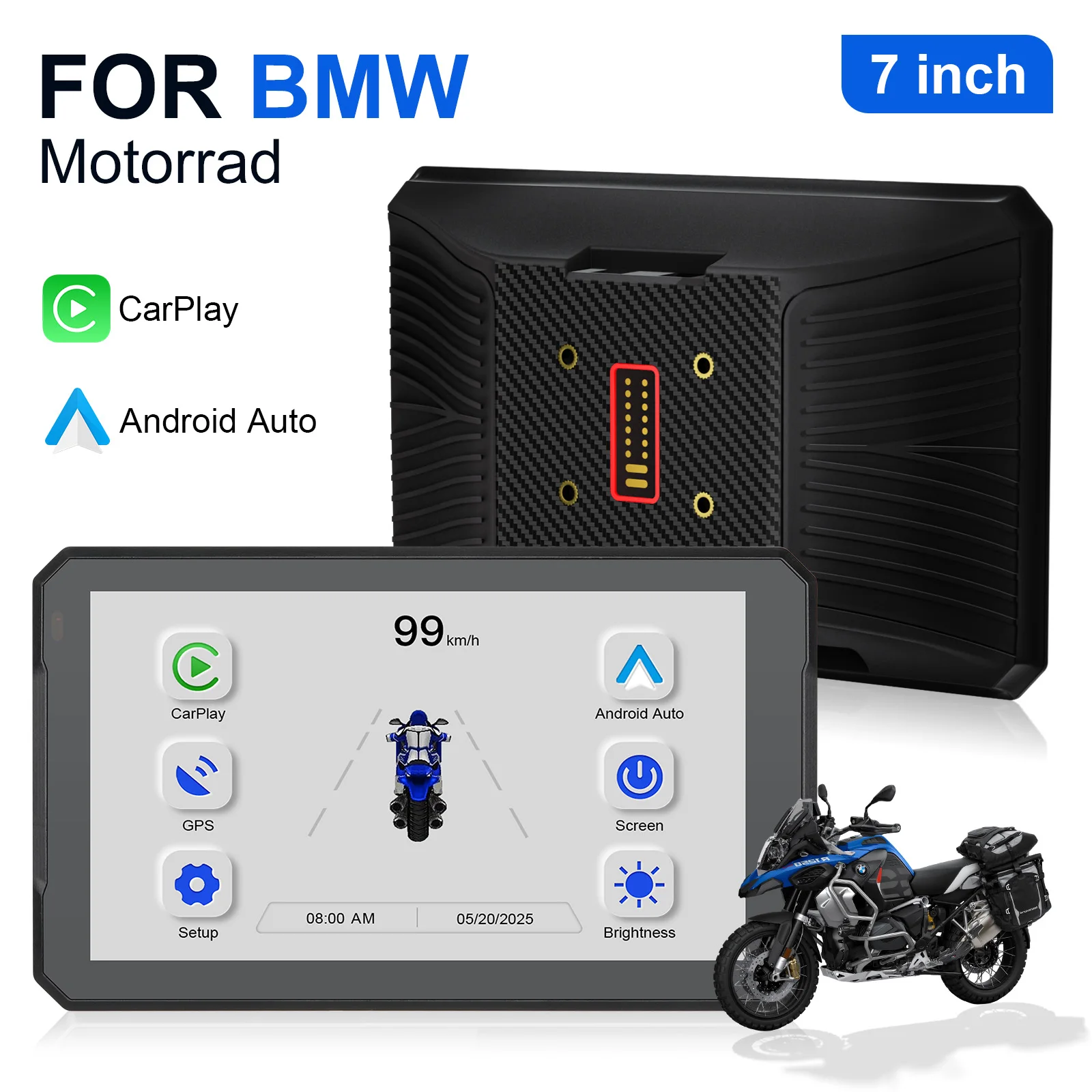 Carplay für BMW XR M1000 R1200GS R1250GS S1000XR R1300GS 7-Zoll tragbarer Motorrad-Navigator CarPlay Android Auto Navigator