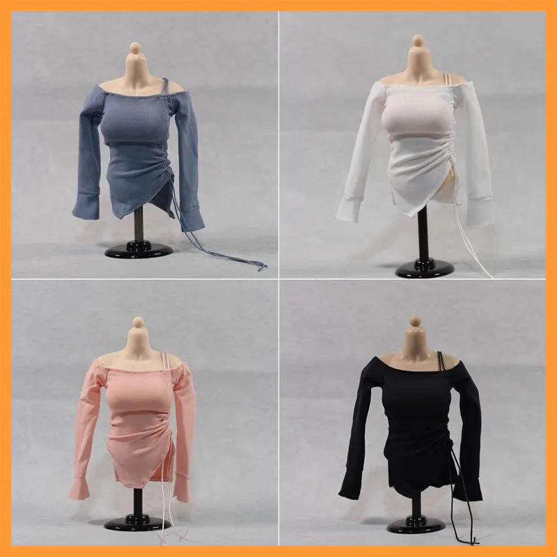 

1/6 Scale DMTOYS DF081 Single Shoulder Drawstring Irregular Pleated Design Female Soldier T-shirt Fit 12inch Action Figure Model