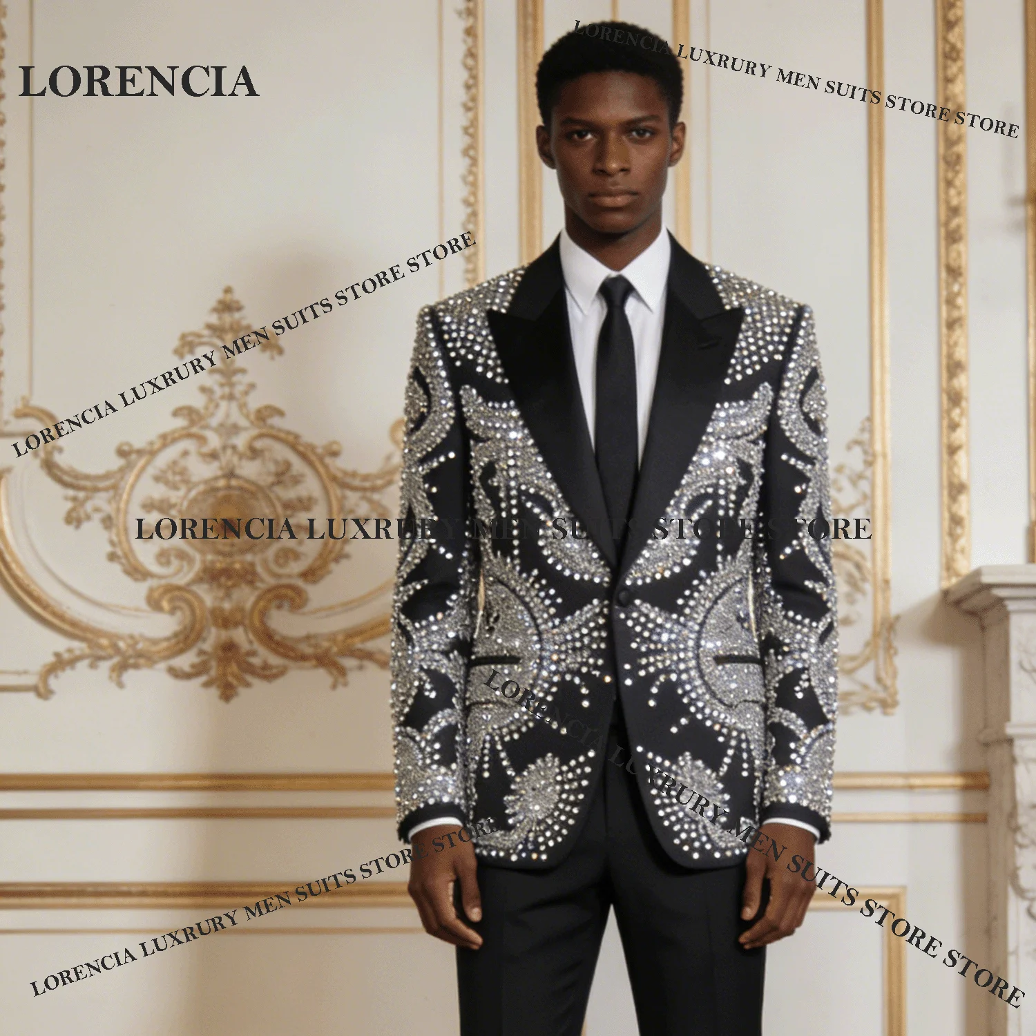 

Модные мужские костюмы с кристаллами по индивидуальному заказу, комплект из 2 предметов, смокинги для жениха, роскошные облегающие свадебные мужские вечерние пиджаки, деловые ropa hombre