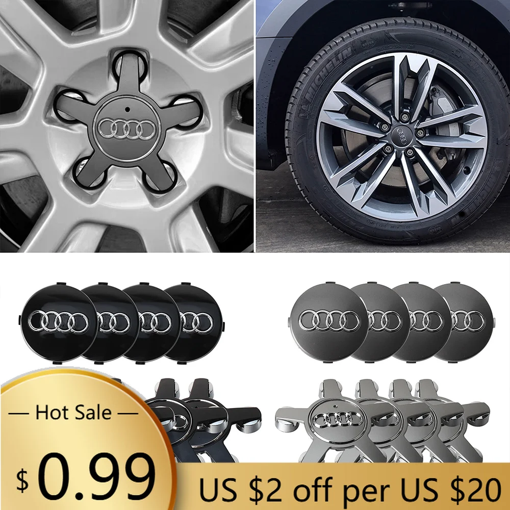 

Hub Caps 4Pcs 61mm/133mm Car Wheel Center Cap Hub Covers Badge For AUDI Quattro A3 A6 A8L RS A7 TT B9 8V A1 A5 S4 Q7 R8 S3 8P Q3