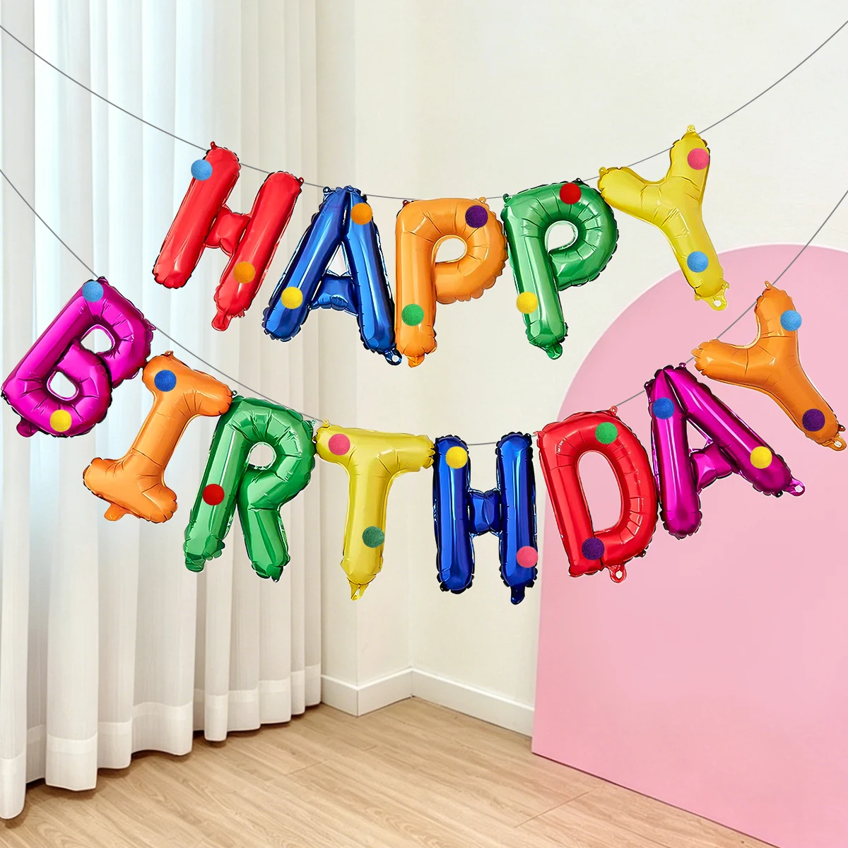 1 Stück Buntes 3D-Geburtstagsbanner-Set, Partydekoration und Foto-Requisiten, Geburtstagsfeier-Dekorationen – Detail 2
