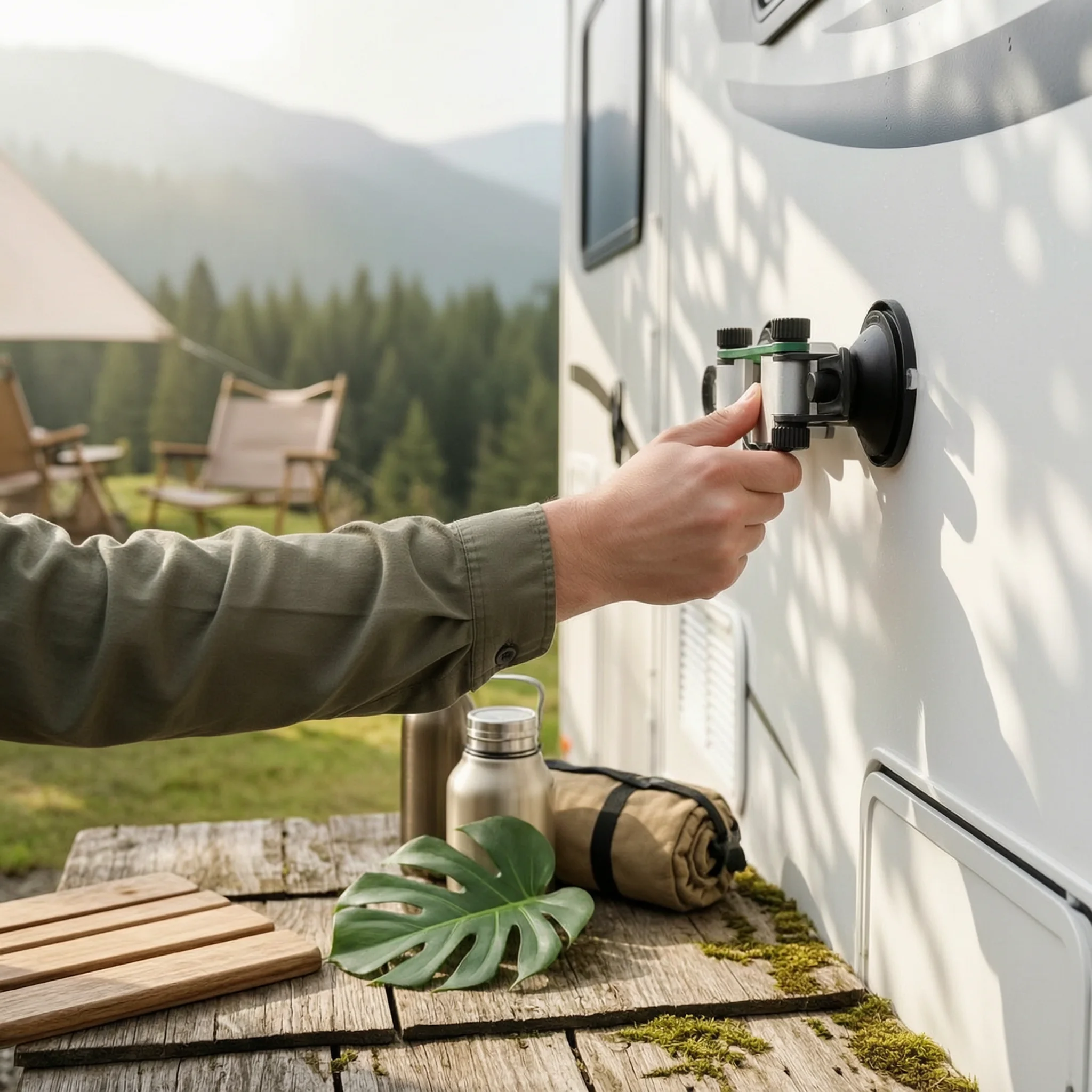 

Awning Support Base Adjustable Suction Cup Bracket RV Awning Mount Heavy-Duty for Campers, Caravan, Travel Trailer