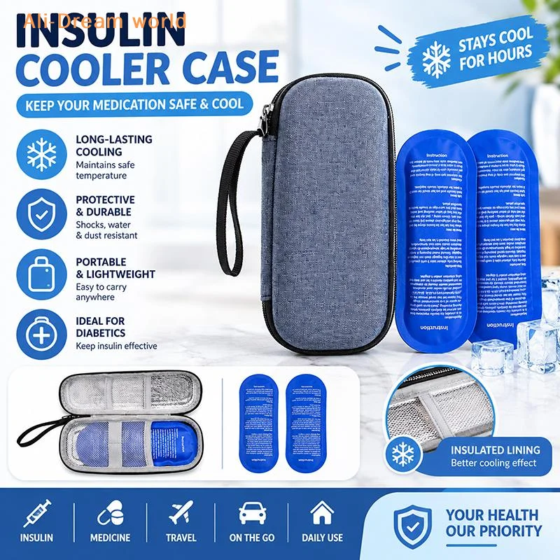 (1Set Portable Diabetic Insulin Cooling Bag Protector Refrigerated High Capacity  Cooler Organizer Travel Case)