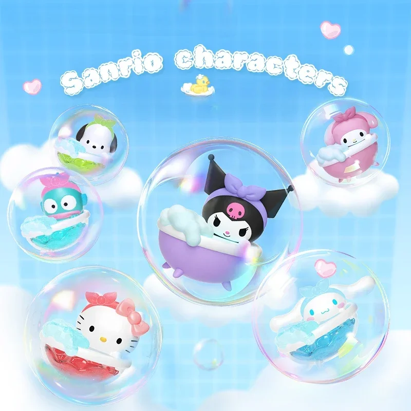 MINISO Sanrio Bubble Bath Series Blind Box Cute Bean Bag Decoration Children's Toy Surprise Gift Kawaii Hello Kitty Kuromi