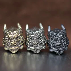 Black Mahakala Head Sculpture Brass Knife Bead EDC Outdoor DIY Paracord Accessories Woven Bracelet Charm Lanyard Pendant Hanging