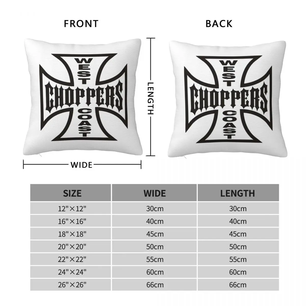 The West Choppers Coast Motorcycles Factory Merch Square Pillowcase Pillow Cover Cushion Zip Comfort Throw Pillow for Home Car