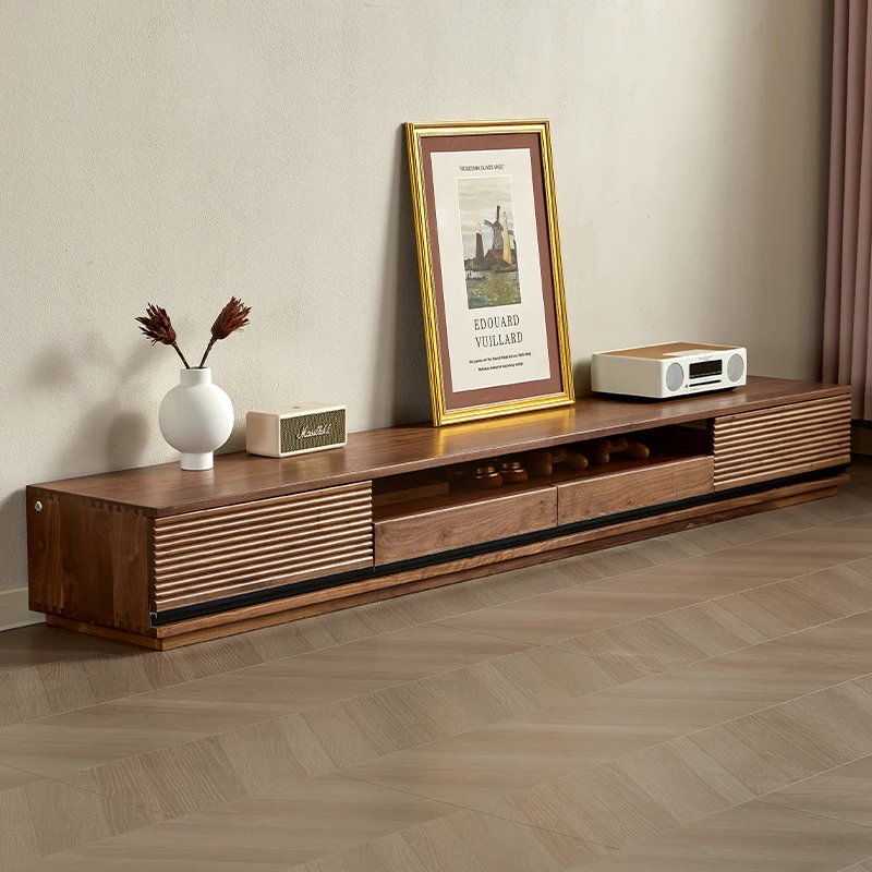 

North American black tv stand walnut wood Storage cabinet Living room luxury cupboard tv table television center home furniture