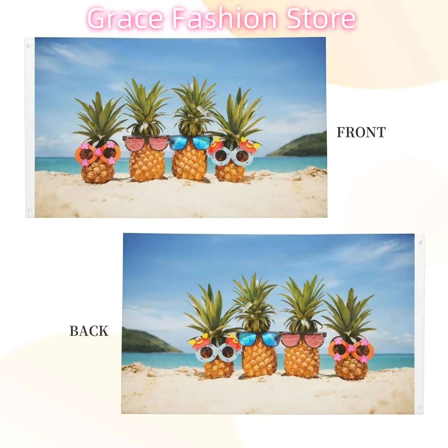 مضحك الأناناس على الصيف الشاطئ العلم 3x5 قدم في الهواء الطلق البوليستر حديقة العلم جهين راية لساحة الحديقة الشرفة شرفة المنزل