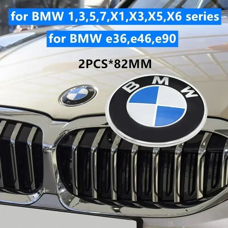 

2025 NEW! →2Pcs BMW 82MM Blue White Car Emblem Front Hood Rear Trunk Badge X1 X3 X5 X6 E46 E39 E38 E90 E60 E92 E93 Accessories
