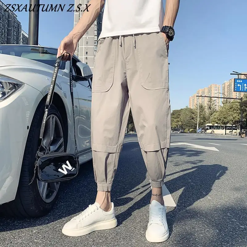 

Spring Autumn Artsy FashionHarem Pants Harajuku Hipster Sports Chic Casual Korean Style Pants Solid Color Loose Trousers Men