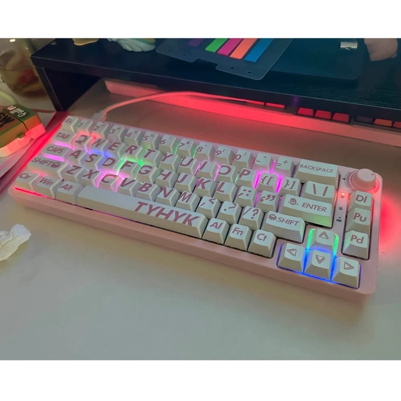 132 Keys Cherry PBT Dye Sublimation Keycap For Mechanical Keyboard Cherry Mx Vibrant Pink Color