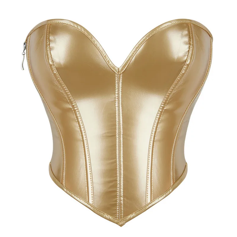 Solid Color Strapless Bra for Women, Zip Up Corset, Tummy Control, Side Strappy, Body Shaper, Sexy Top, Bustier