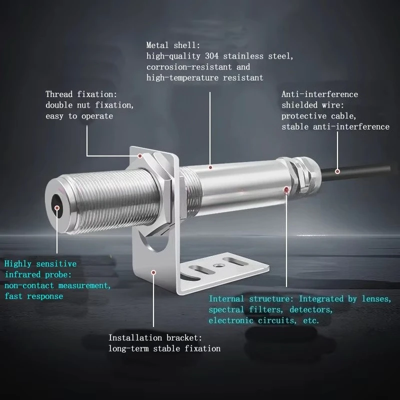Non-contact Infrared Sensor 4-20mA, IR , Measuring Range -50°C~300°C, 0-1000°C