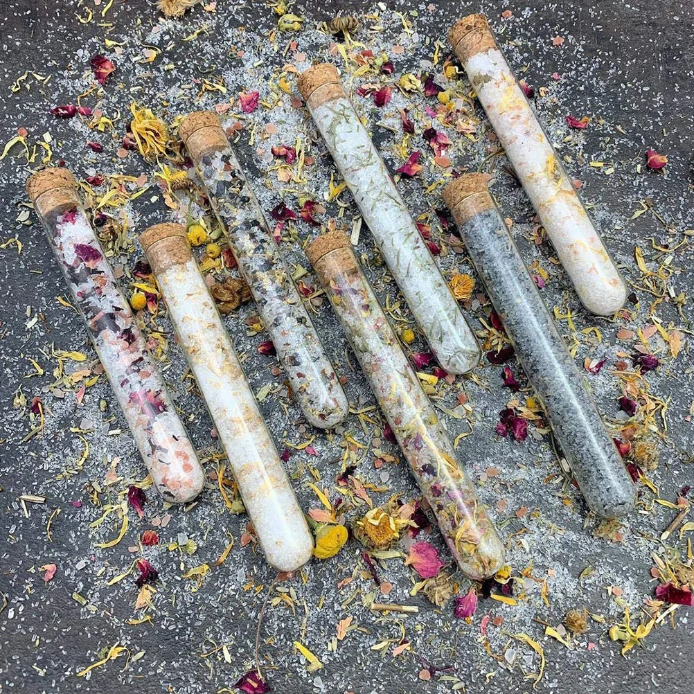 

24pcs Transparent Plastic Test Tubes With Wooden Cork For Dried Flowers Jewelry Making Miniature Art Crafts Lab Scientific