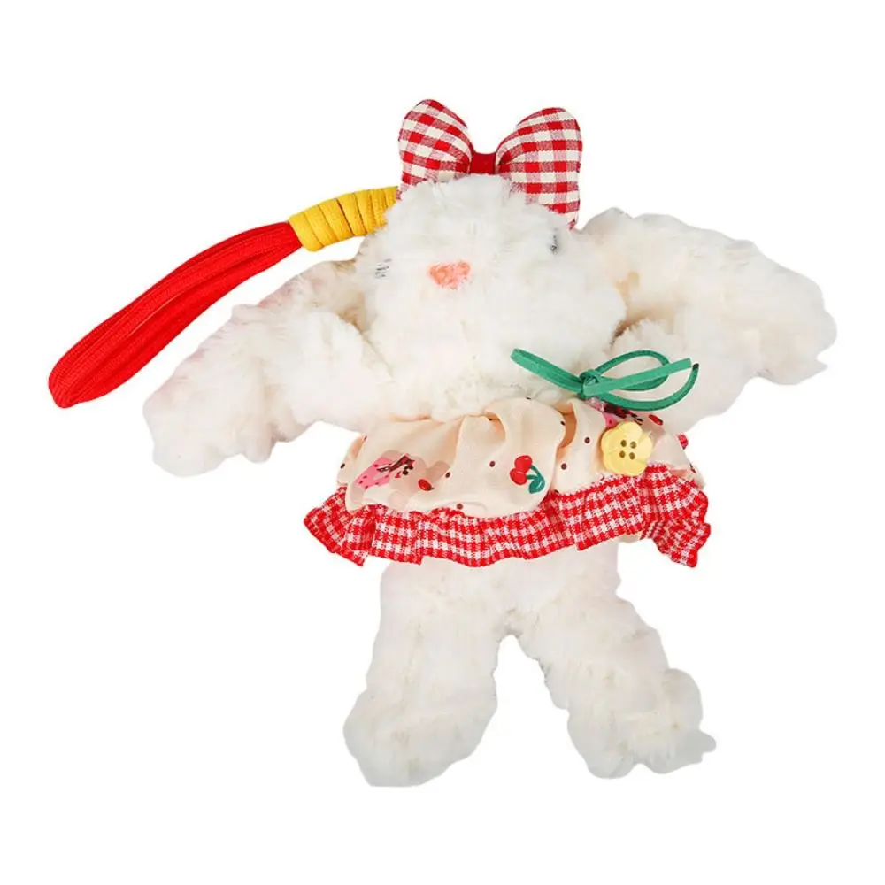 

Trim Bow Plush Rabbit Keychain Stuffed Cartoon Rabbit Doll Keyring Kawaii Soft Drooping Ear Rabbit Pendant Girl's Toy