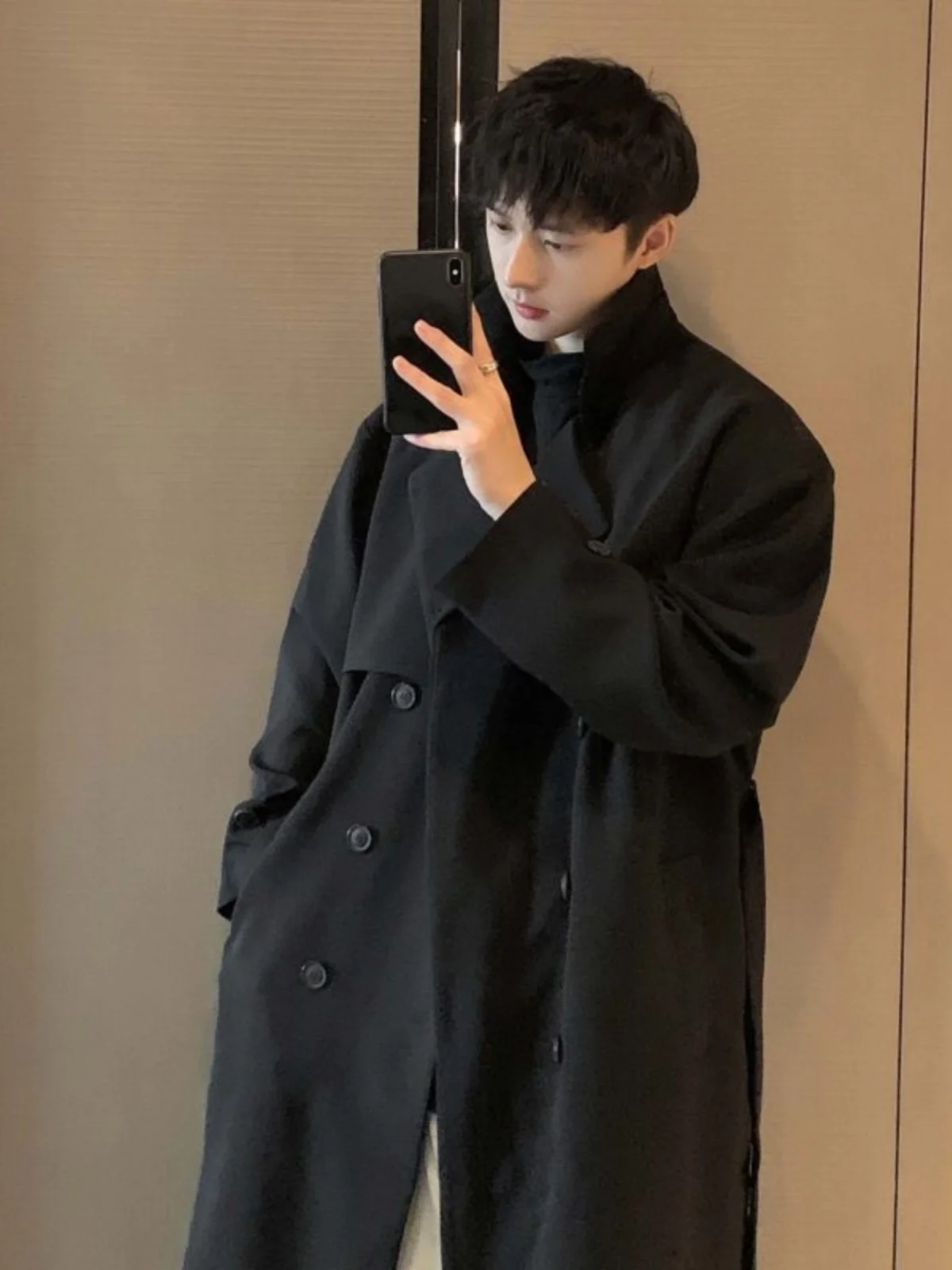 

Bla Mid-Length Men's Windbreaker Coat Spring Autumn Korean Sle Maturi Briti Sle Casual Dring ket Design