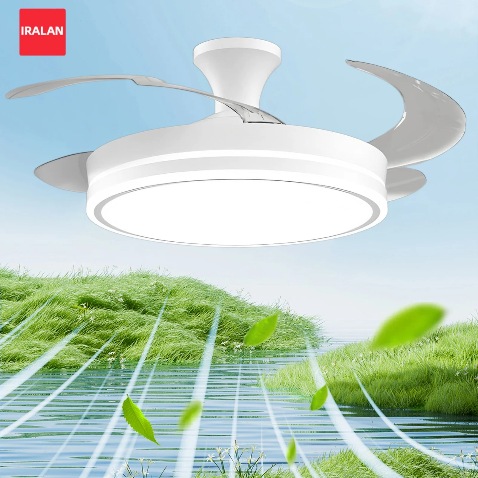 

6 Speed Reversible Invisible Ceiling Fan Light 3 Color Changing Fan Light with Remote Control Modern Pendant Fan Lamp for Home