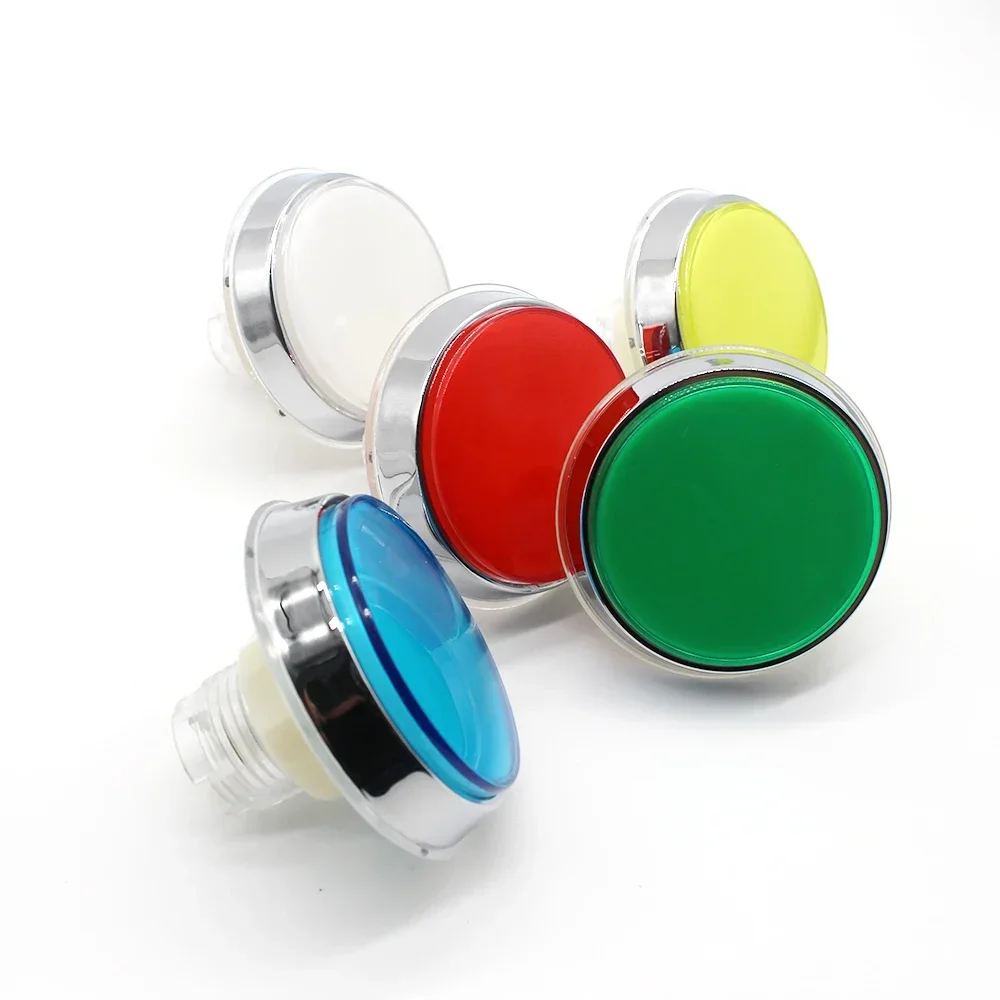 1PC 60mm LED Arcade Push Button 5V 12V Chrome Plated Illuminated Microswitch for Fighting Game Machine DIY Cabinet Parts