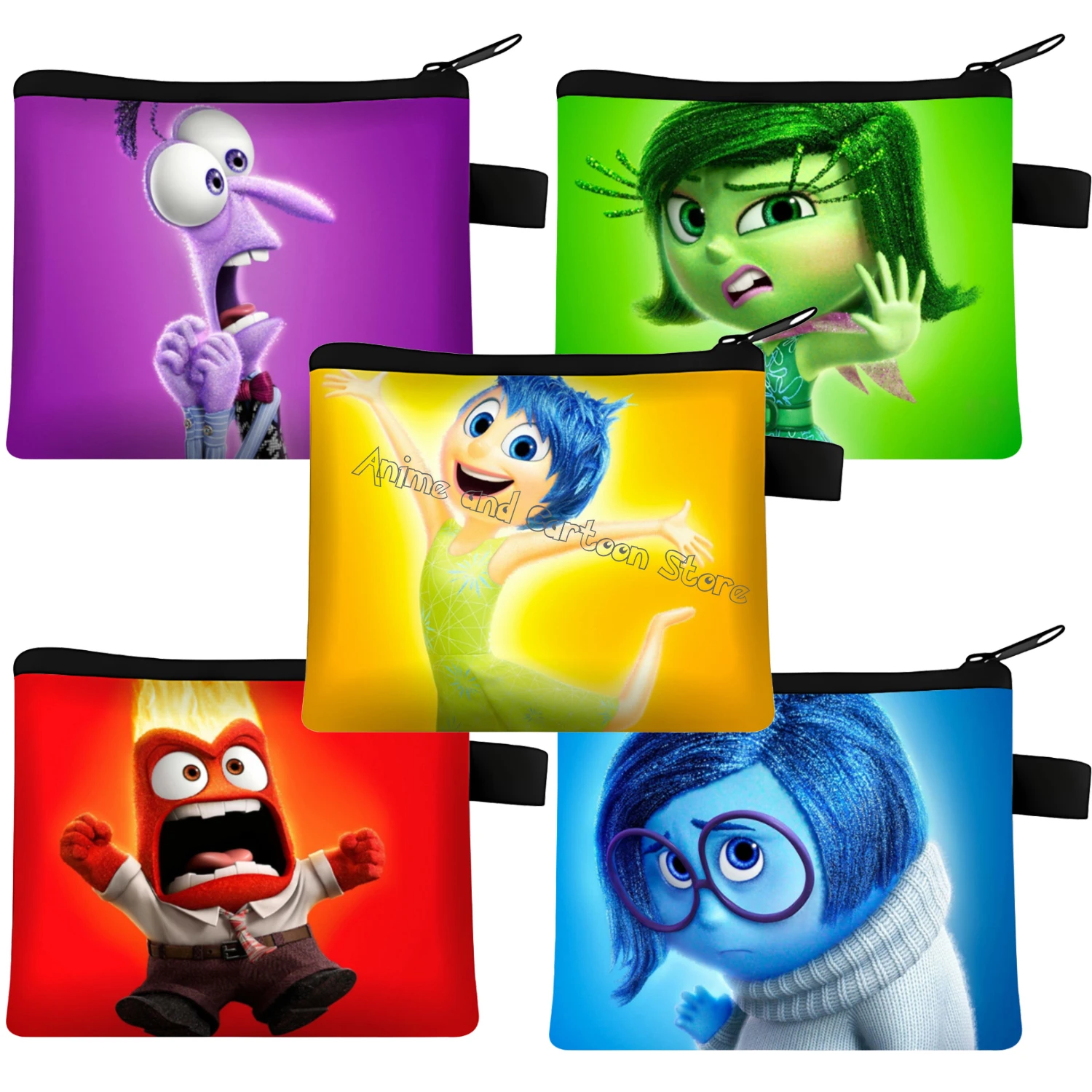 Disney Inside Out 2 Coin Purse Cute Cartoon Zipper Wallet Square Card Bag Children Pocket Pack Card Holder Storage Bag Kids Gift