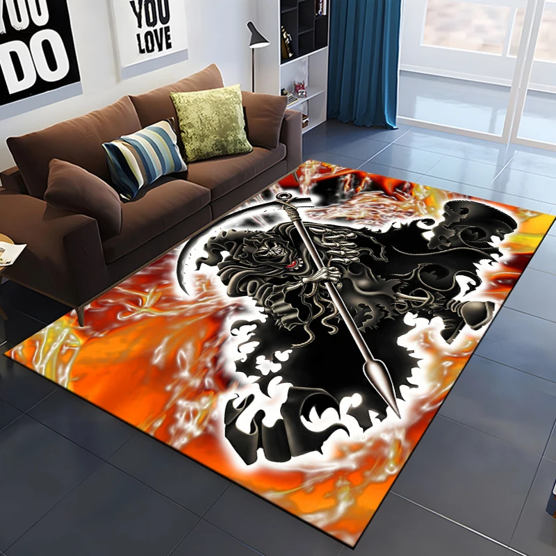 Grim Reaper Death Skull Gothic Area Rug,Carpet Rug for Home Living Room Bedroom Sofa Doormat Decor,kids Non-slip Floor Mat Gift