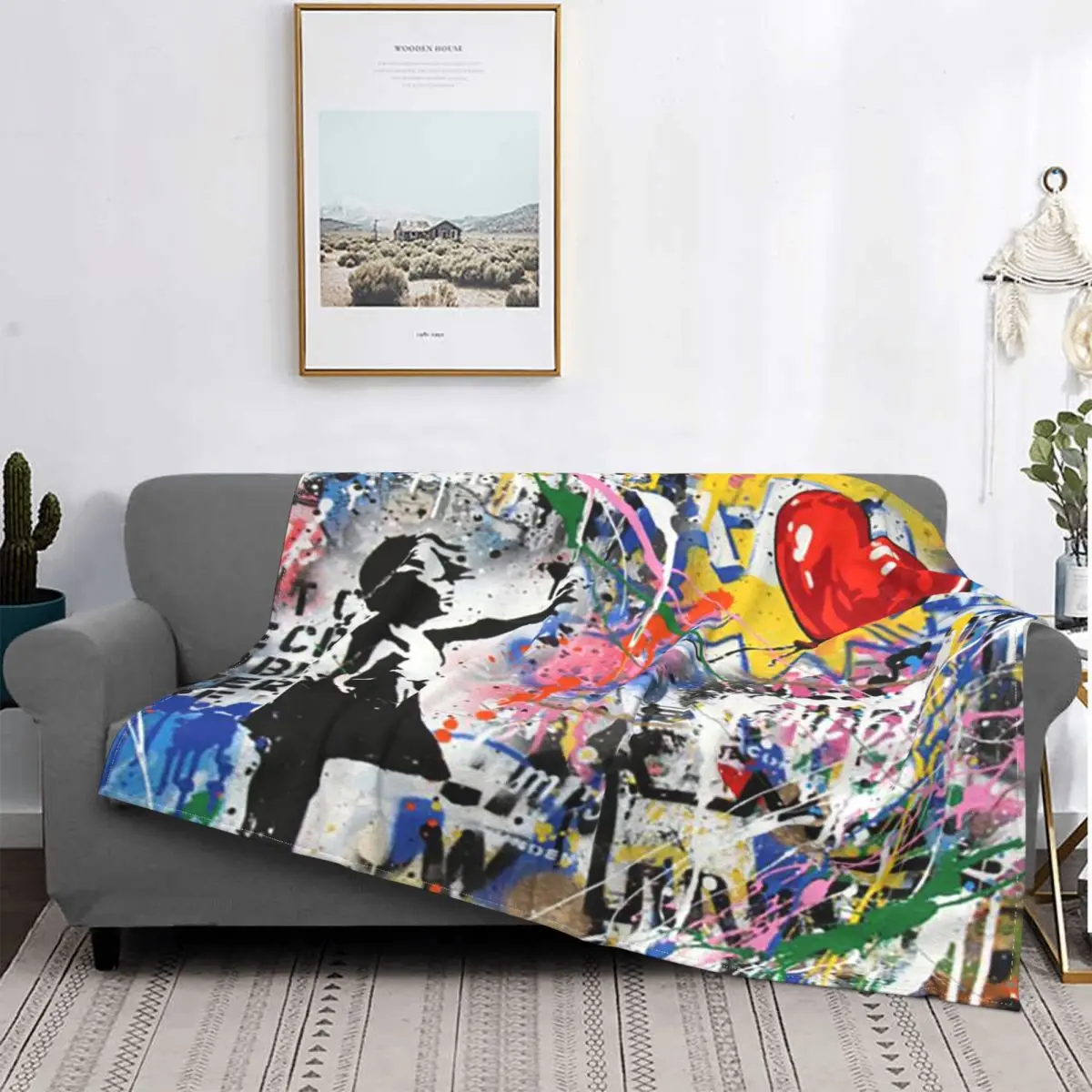 Banksy Graffiti Art Brainwash Blankets Flannel Decoration Painting Portable Soft Throw Blanket for Sofa Travel Plush Thin Quilt