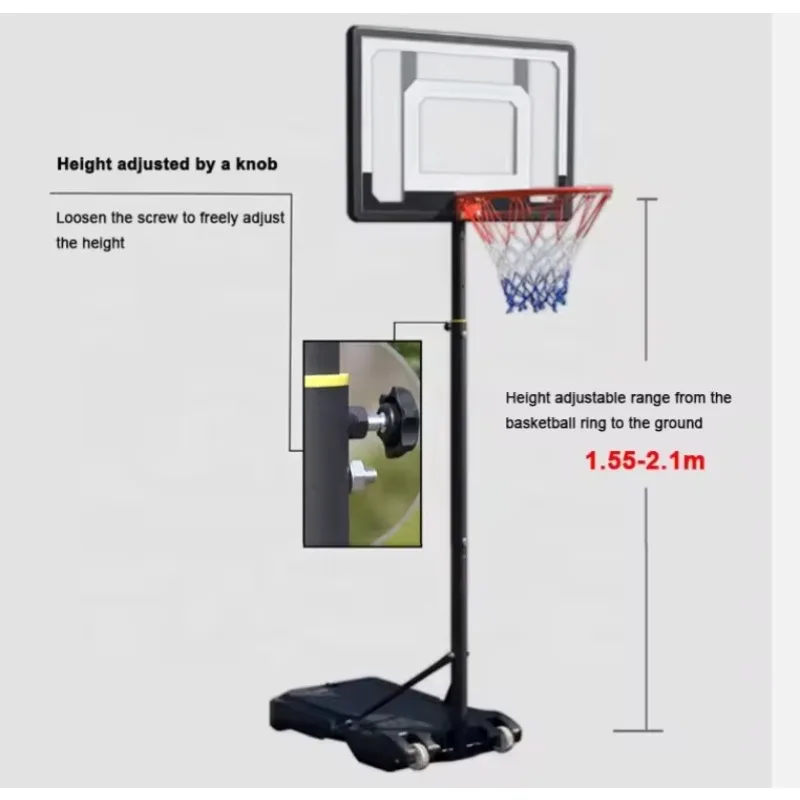 Heavy Duty Custom Adjustable Portable Basketball Stand With PE Backboard Court Equipment