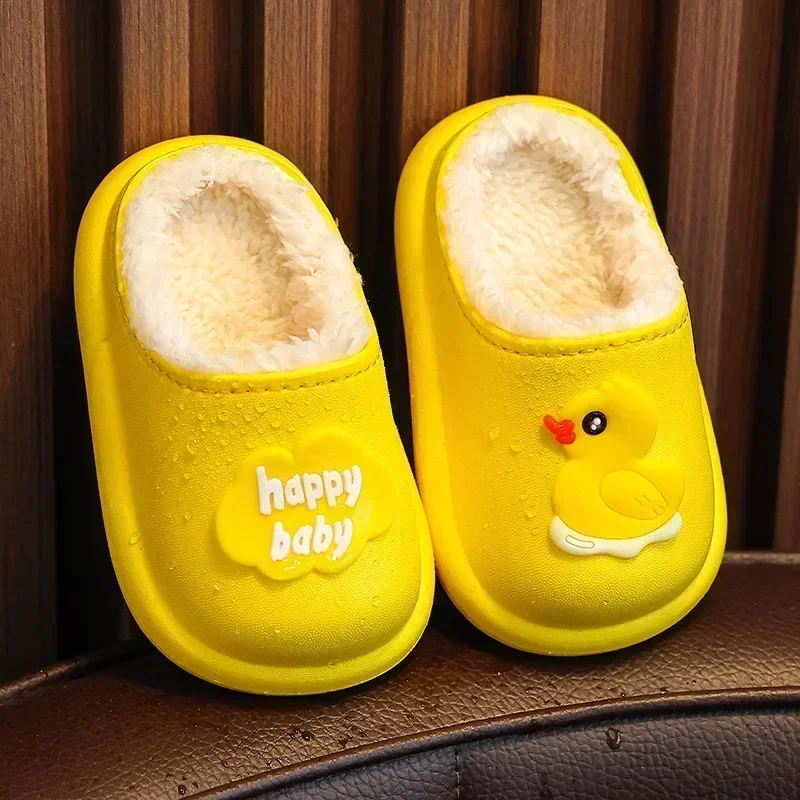 Winter Kids Shoes Cartoon Cute Slippers Warm Waterproof Non-slip Girl Home Indoors Slippers Boy Baby Parent-Child Cotton Shoes