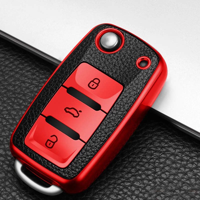 

TPU Leather Car Key Cover Case for Volkswagen for VW Bora Polo Tiguan Jetta Passat B5 B6 B7 Golf Beetle for Skoda Octavia