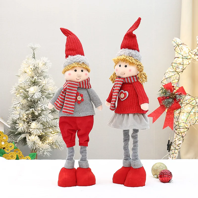 

59cm retractable fabric boy and girl doll Christmas new product New Year decoration doll ornaments