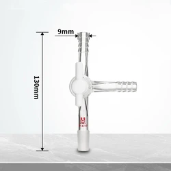 14/23 19/26 24/29 29/32 #34 #40 Borosilicate Glass 3 Ways Tee Vacuum Adapter With PTFE Stopcock