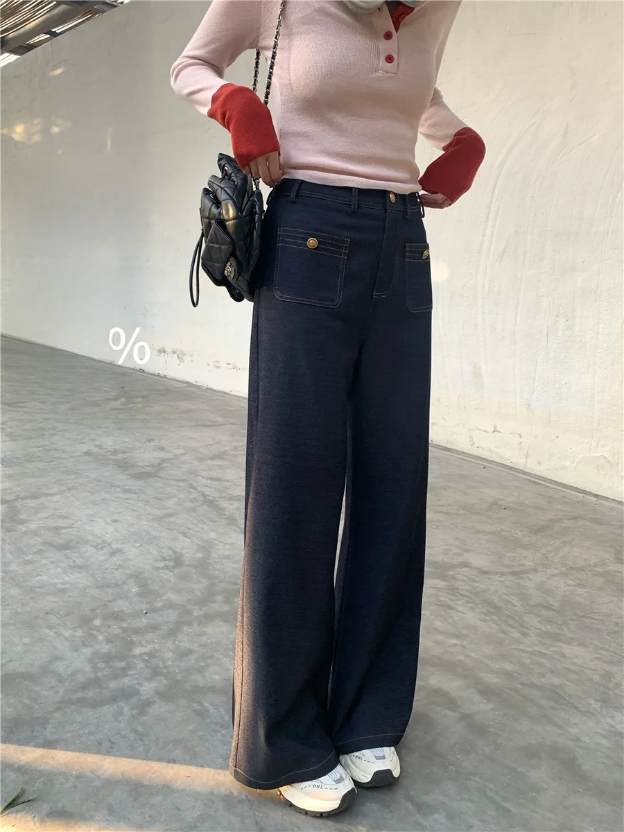 

Утягивающие джинсы с высокой талией, женские модные универсальные прямые брюки, весна 2024, повседневные износостойкие брюки