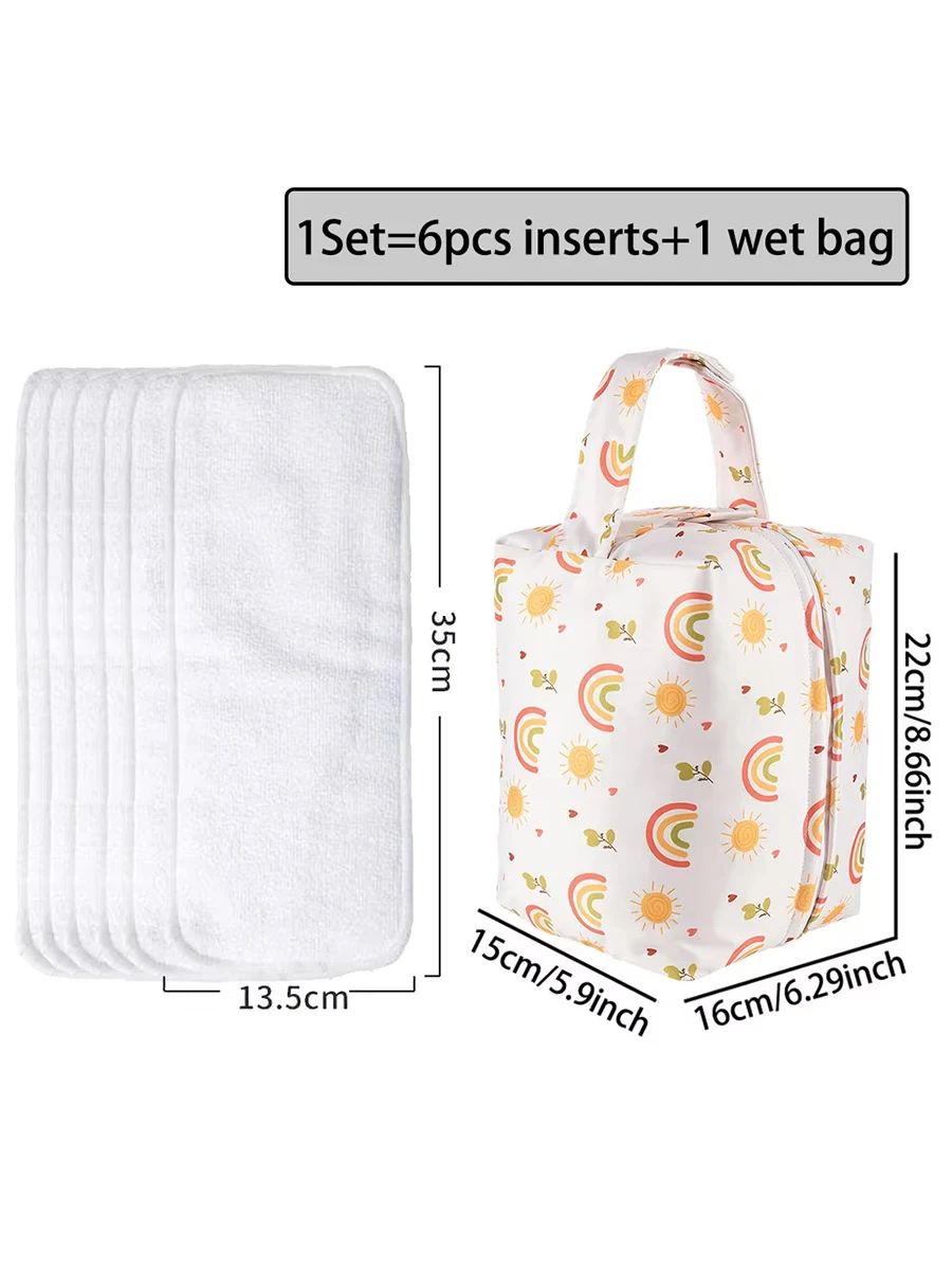 

7 шт. тканевые вставки для подгузников для бамбуковых детских подгузников — микрофибра и бамбуковый уголь, экологически чистые, многоразовые, моющиеся