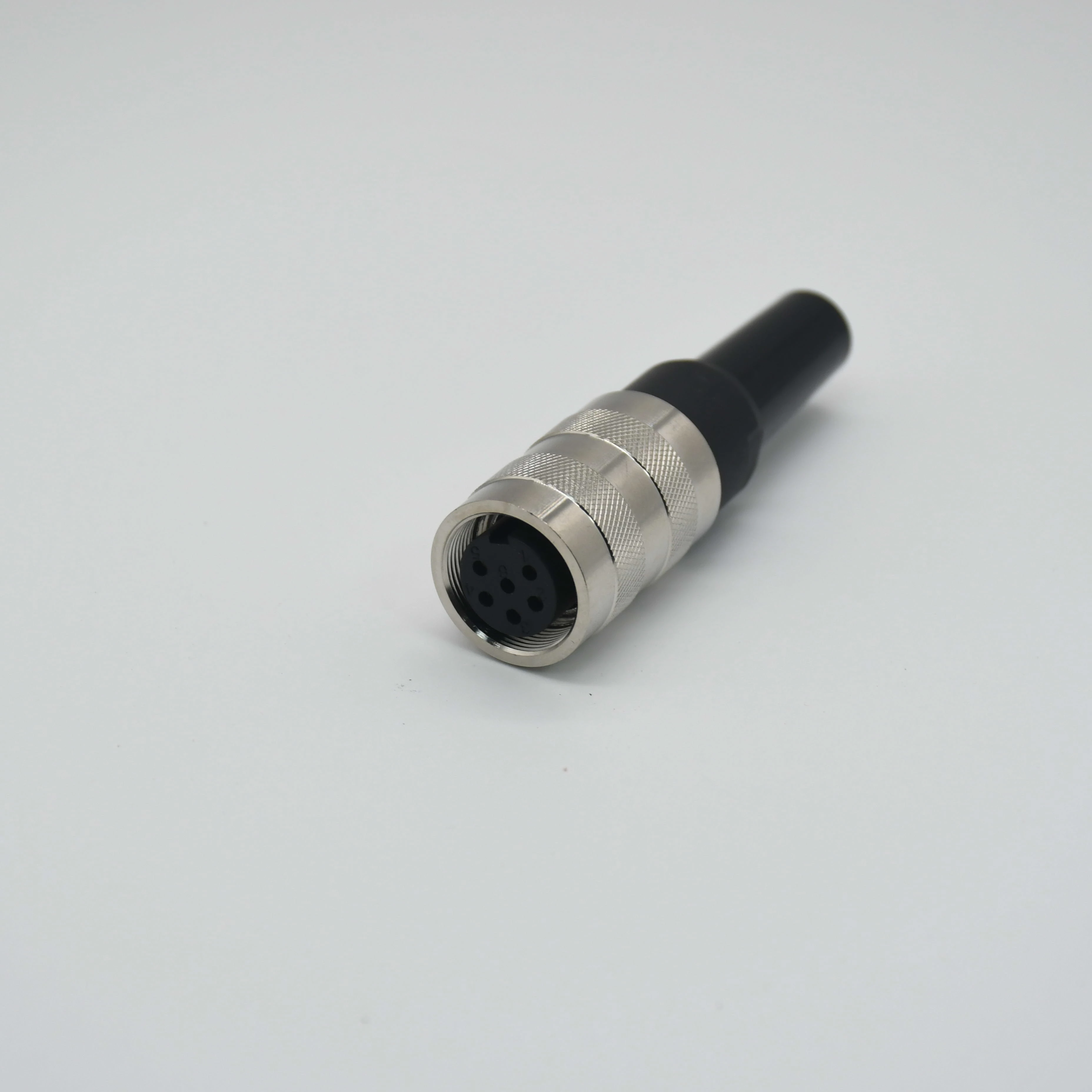 M16 Ethernet Network Cable Connector 6 7 Pin Female A-Coded Straight PA66 Shell IP67 Brass Contact