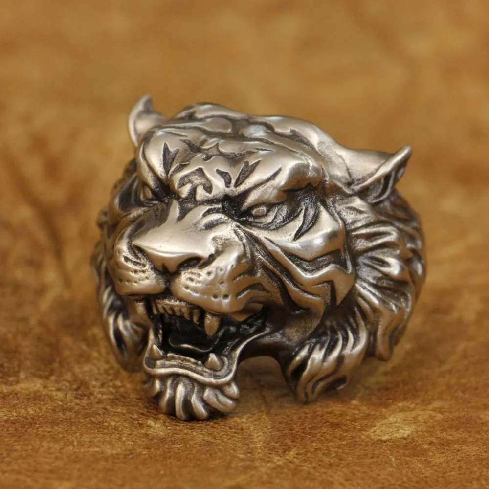 Cupronickel Huge Tiger Ring High Details Punk Jewelry CP130 US Size 7~15