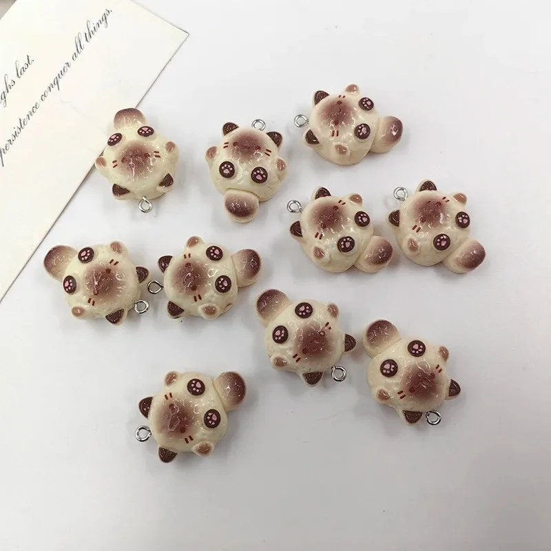 10pcs Lovely Animal Cat Charms for Jewelry Making Findings Cute Resin Pendant Flatback for Keychain Earrings