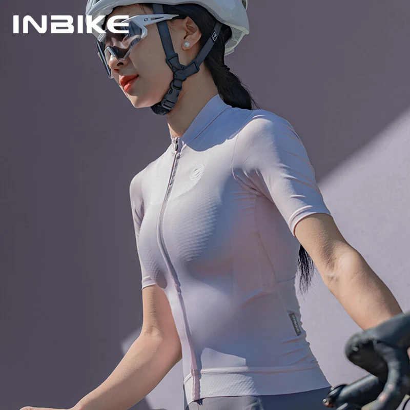 INBIKE 여성용 경량 자전거 저지, 주머니가 있는 MTB 저지, 속건성 자전거 라이딩 셔츠, 여름 신상