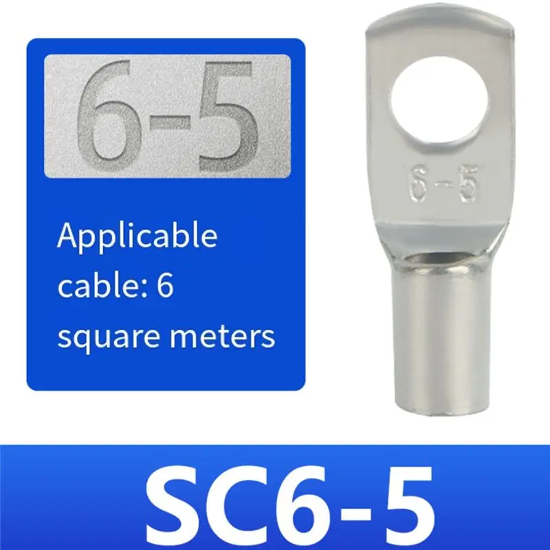 AEE4-Copper Lug Loop Connector Cable Voltage Terminal SC6-5 Bare Copper Battery Block Lug Hole 500 Pcs