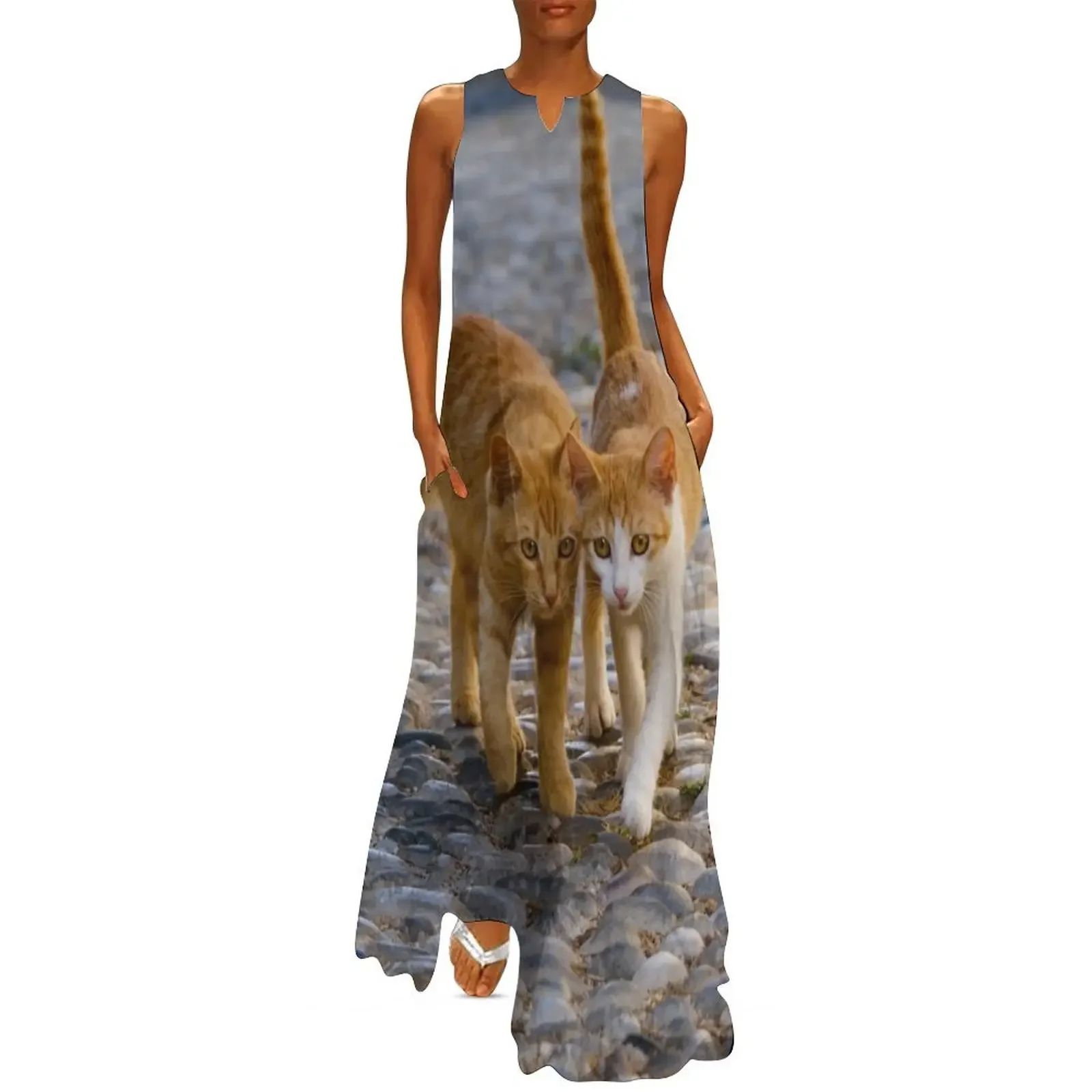 

Companioned Kittens Walk the Same Path Long Dress summer clothes Women's skirt women's elegant loose dresses Dress