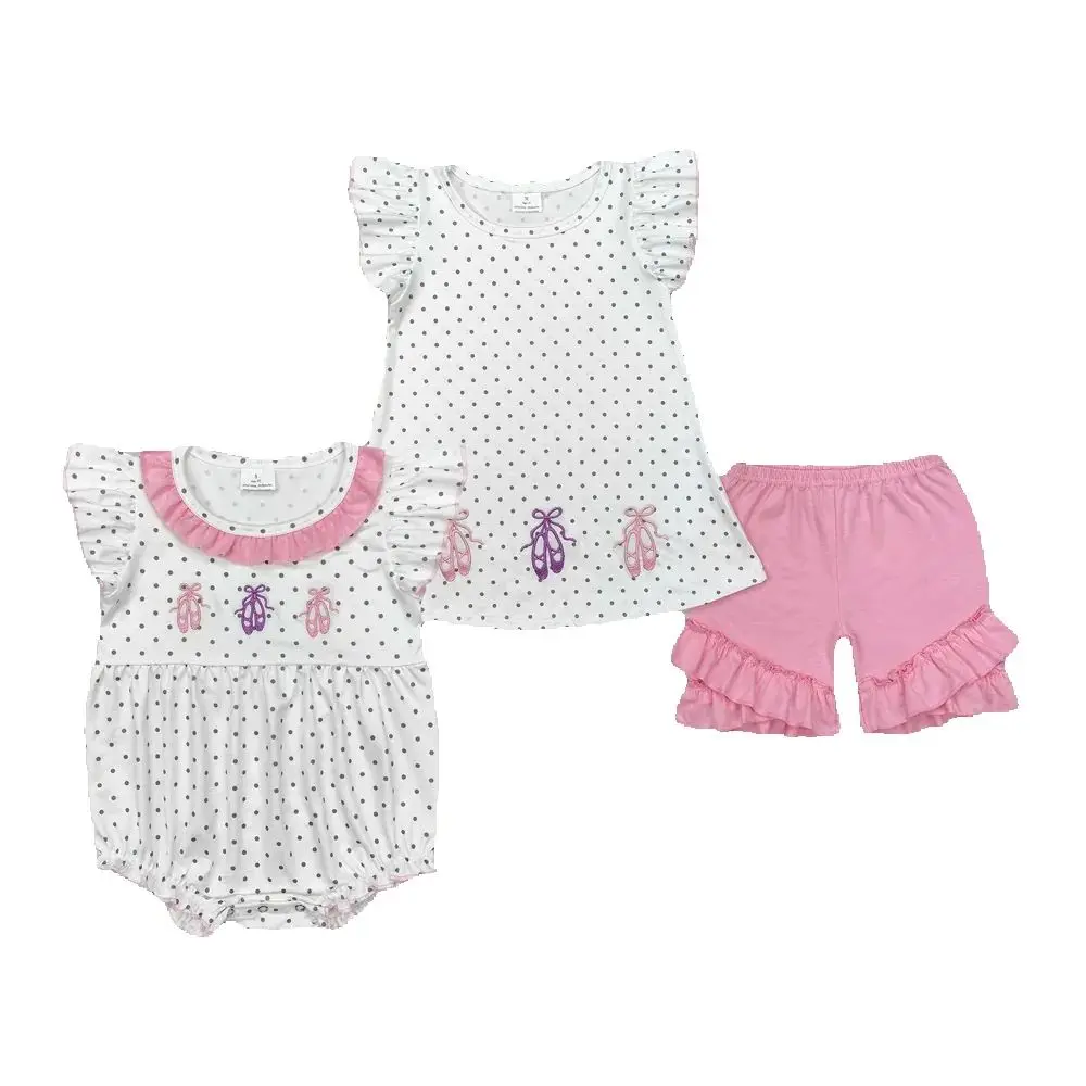 

Sibling Baby Girls Ballet Shoes Dots Rompers Clothes Sets